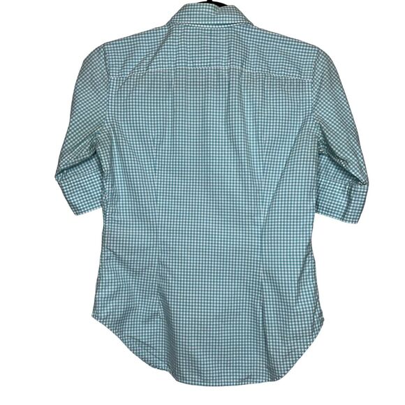 Ralph Lauren Size 2 Sport Super Slim Fit Shirt Blue White Gingham Button Front - Picture 2 of 8